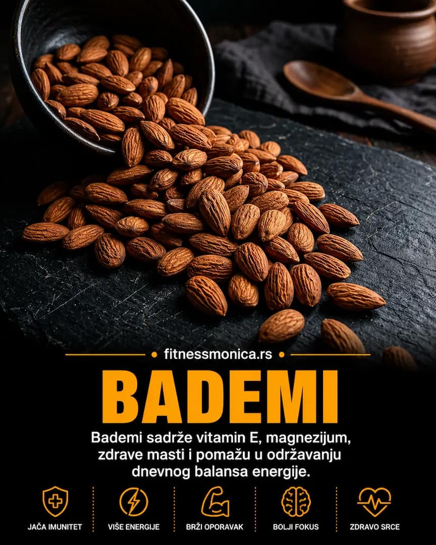 bademi vitamini E magnezijum zdrave masti energija