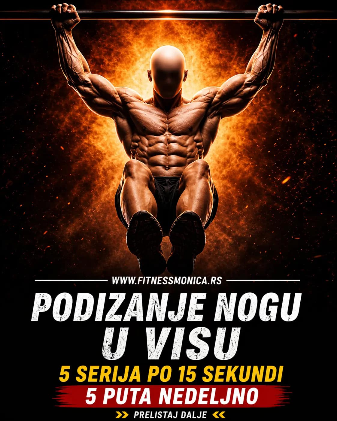 podizanje nogu u visu vezba za stomak trening abs fitness monica