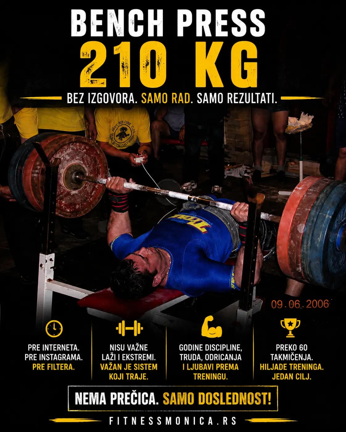 Takmičarski bench press 210 kg u powerliftingu