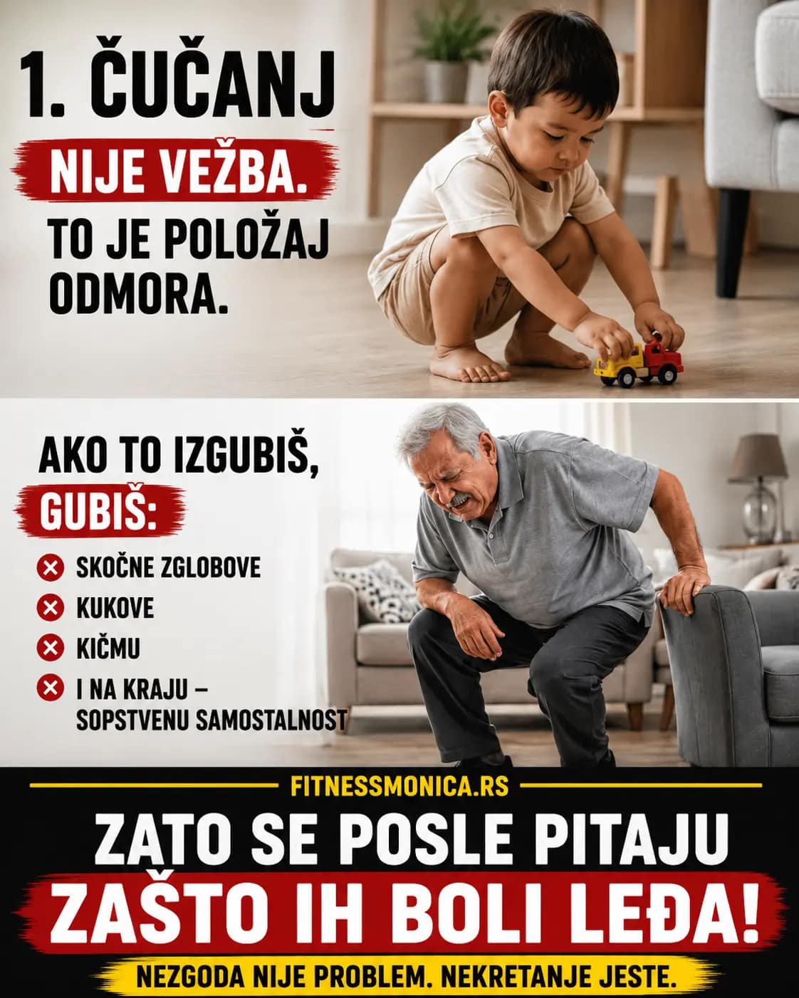 prirodni duboki cucanj i gubitak mobilnosti kod starijih osoba