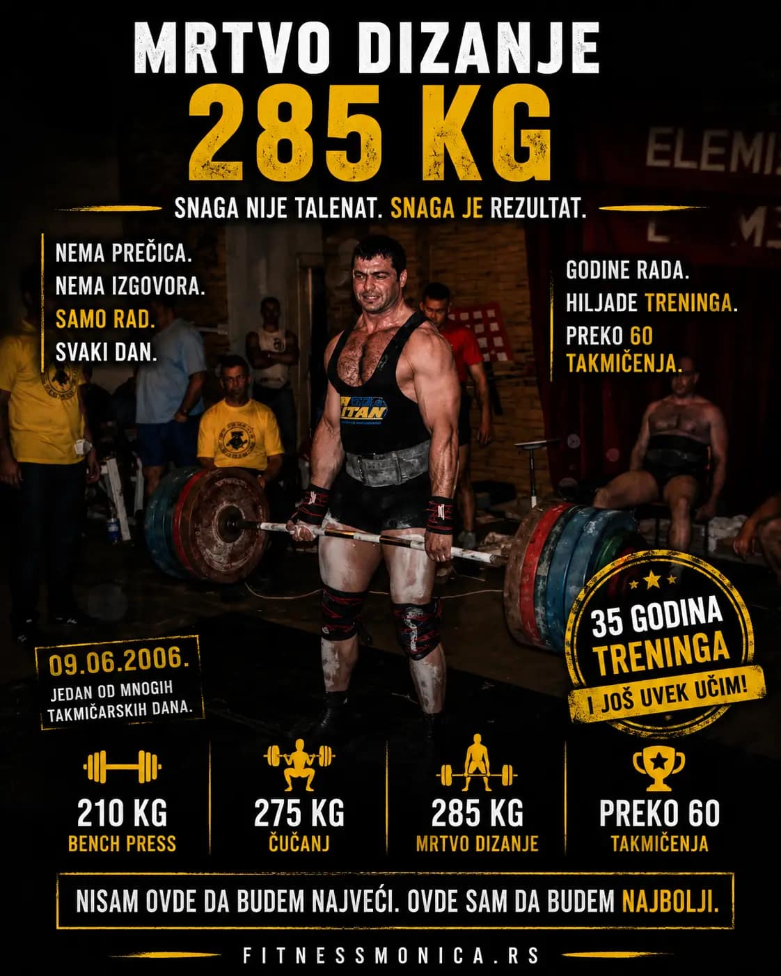 Mrtvo dizanje 285 kg na powerlifting takmičenju