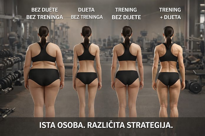 Trening snage i pravilna ishrana – razlika u rezultatima ista žena različita strategija trening snage i ishrana rezultati transformacija tela